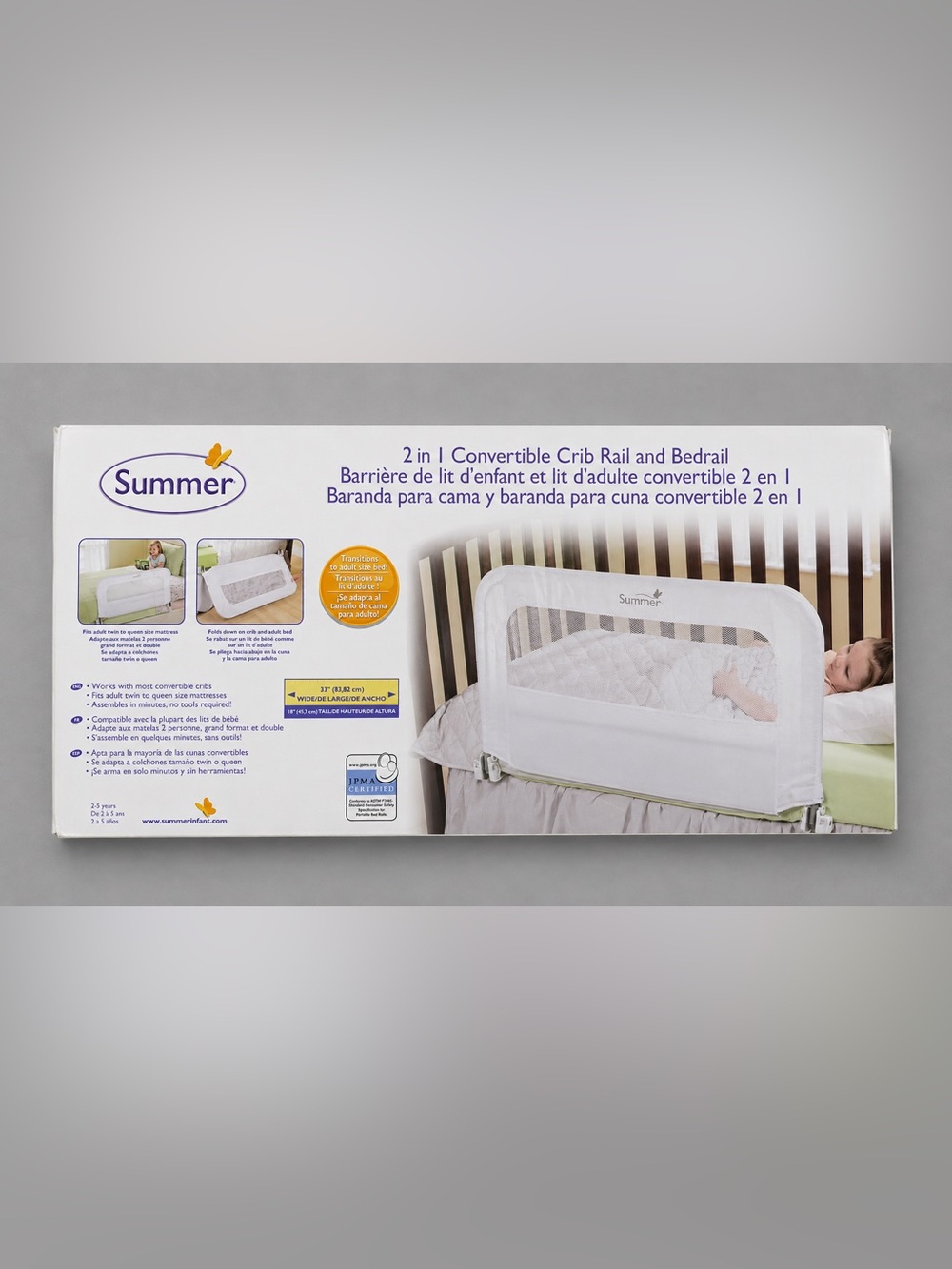 Summer Infant White 2-in-1 Convertible Crib Rail and Bedrail